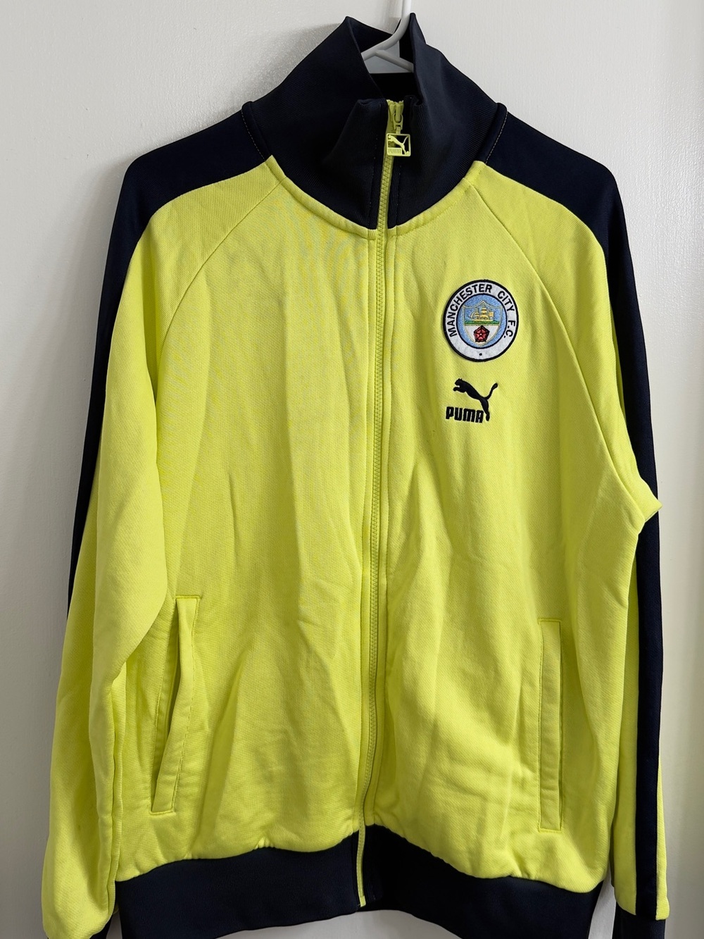 Puma Neon Yellow and navy Track Jacket with Club Crest
